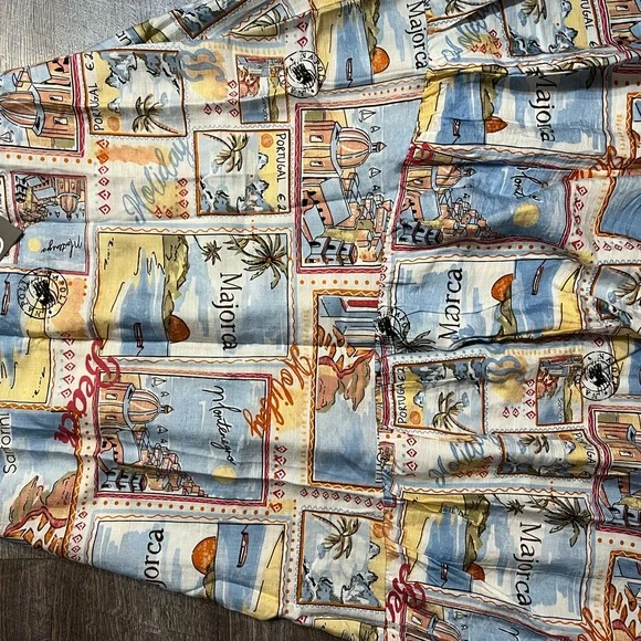 NWT Mlle Gabrielle Multicolor Postcard Print High Low Skirt - Picture 4 of 5